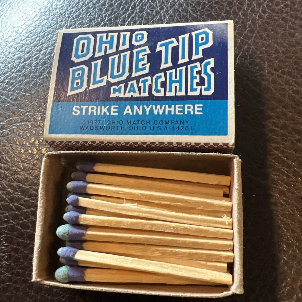 Vintage Ohio Blue Tip Match Box & Matches Collectible - Picture 2 of 2